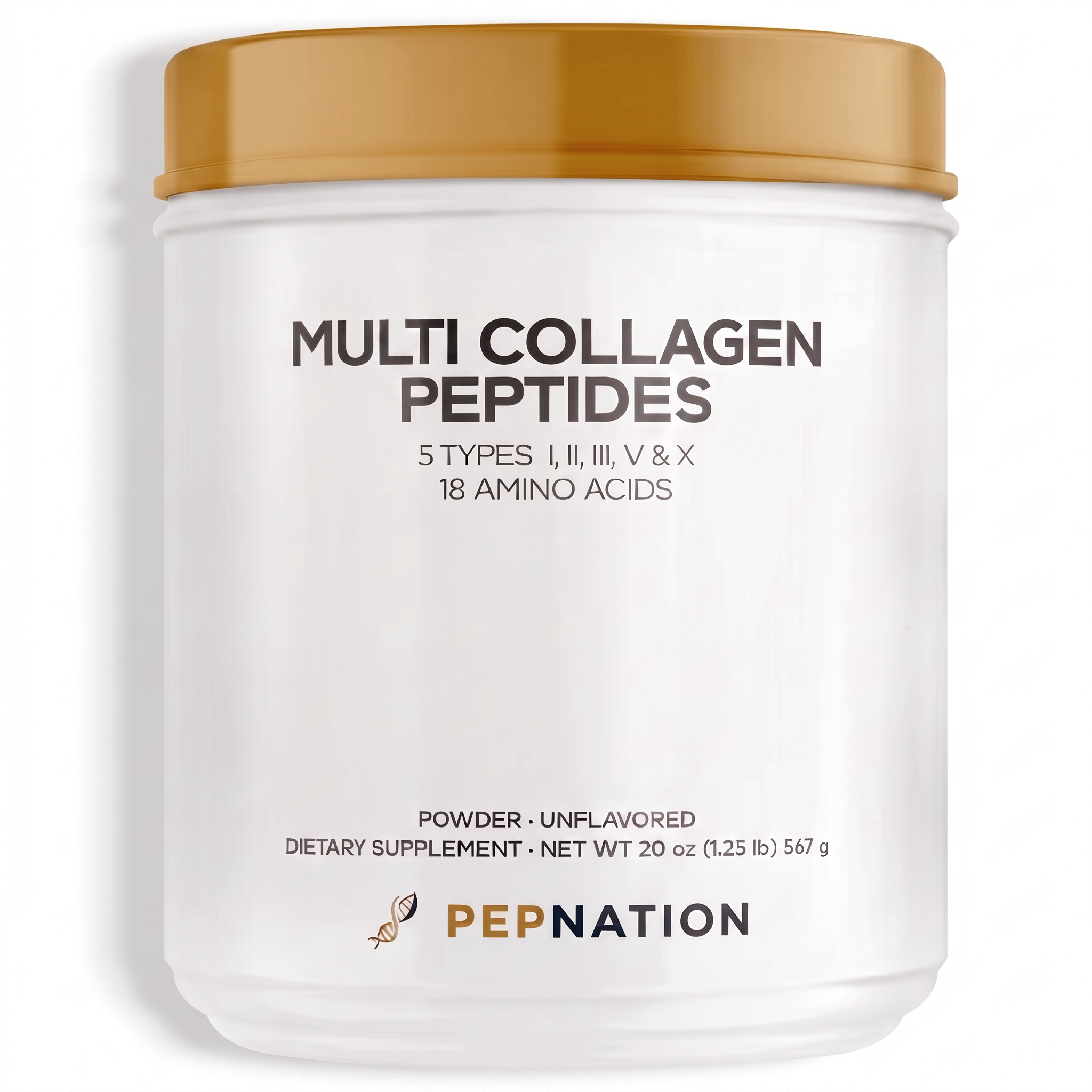 Hydrolyzed Multi Collagen Peptides Powder Type I - II - III - V and X - 20 oz. (63 Servings)