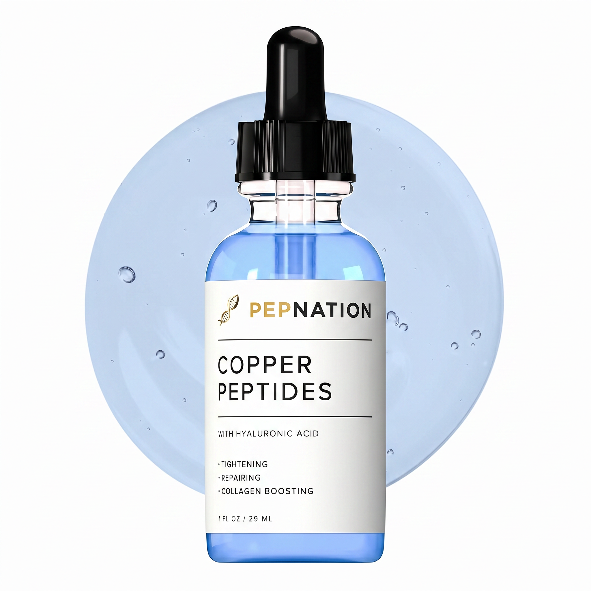 PepNation Copper Peptides Serum for Face - with GHK-Cu Peptide and Hyaluronic Acid - Anti-Aging Facial Serum - 1 Fl Oz